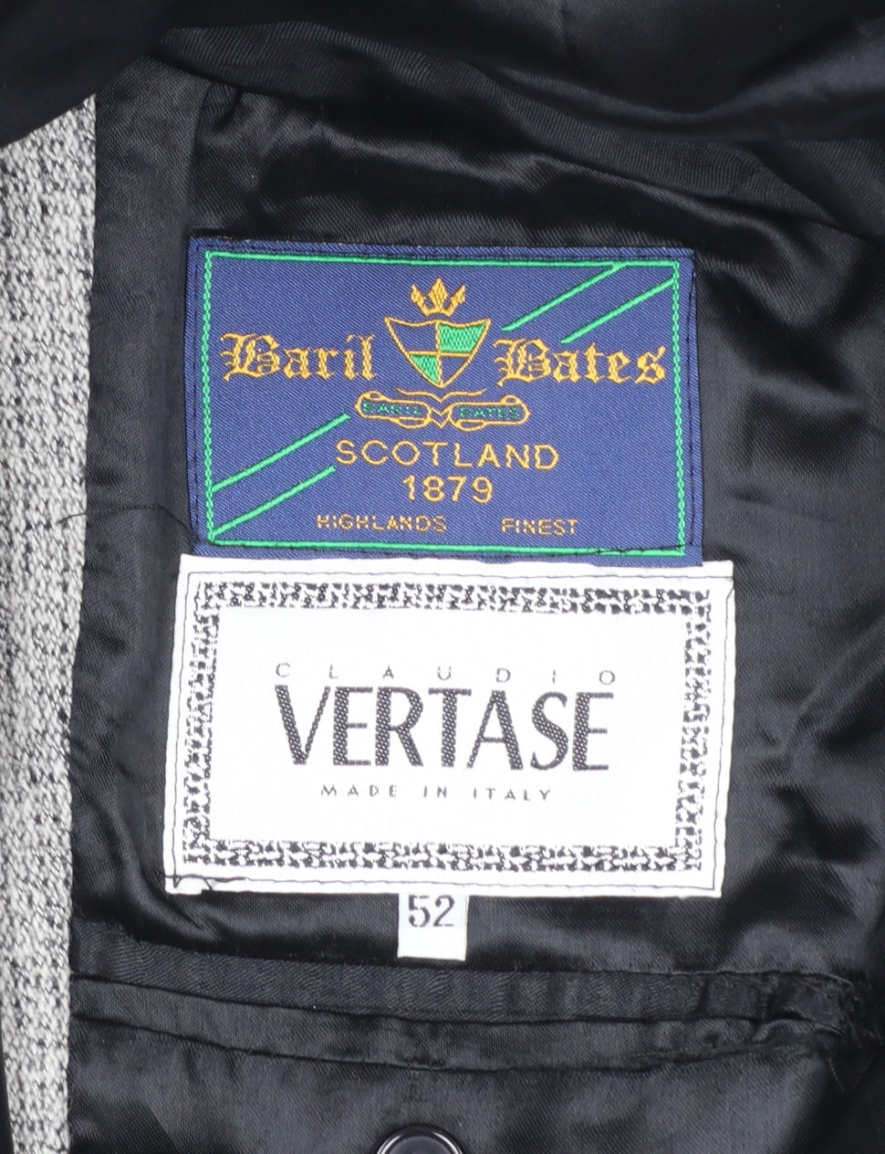 Claudio Vertase Men's Grey Wool Overcoat Size 52 Regular Fit
