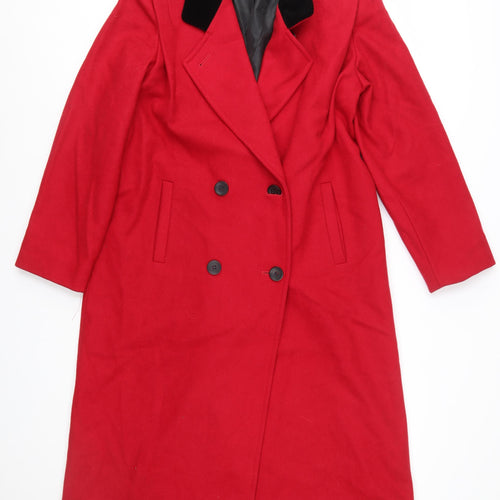 International Scene Women's Red Wool Long Overcoat Size 8