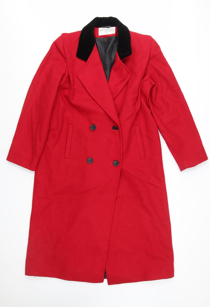 International Scene Women's Red Wool Long Overcoat Size 8
