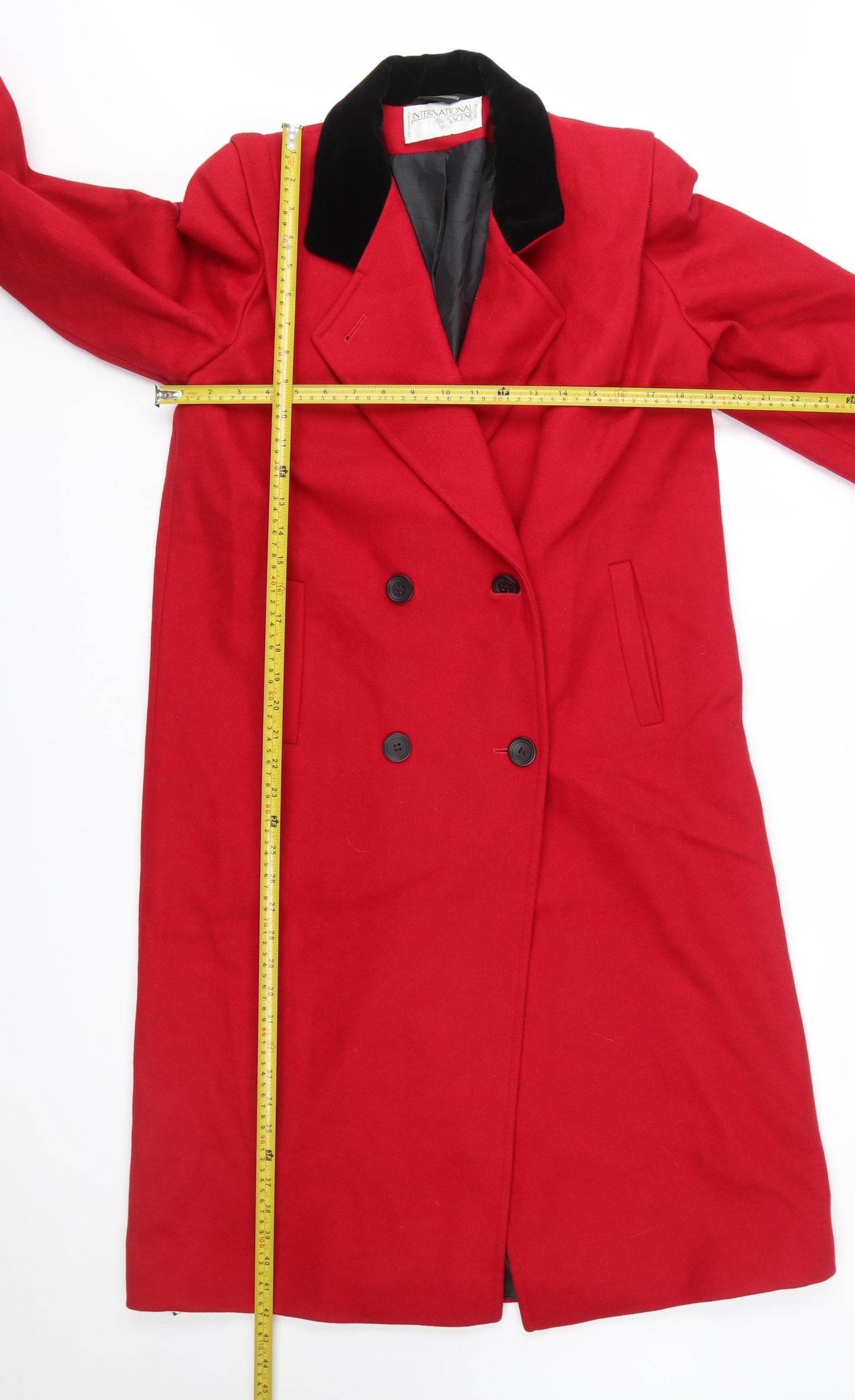 International Scene Women's Red Wool Long Overcoat Size 8