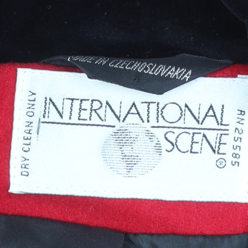 International Scene Women's Red Wool Long Overcoat Size 8