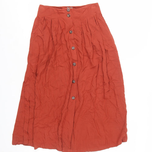 ASOS Women Brown A-Line Midi Skirt Size 4 Button Front Viscose