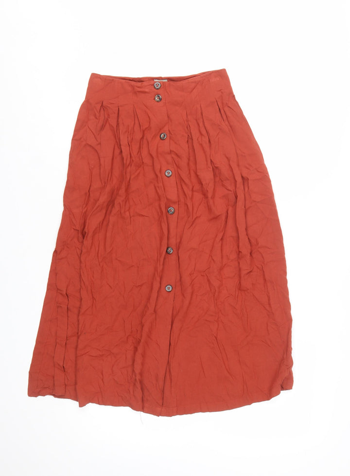 ASOS Women Brown A-Line Midi Skirt Size 4 Button Front Viscose