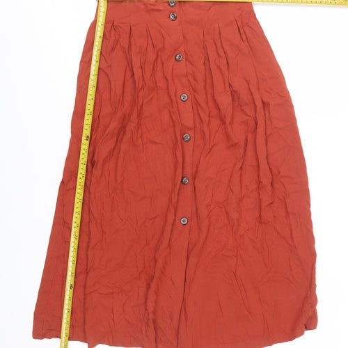 ASOS Women Brown A-Line Midi Skirt Size 4 Button Front Viscose