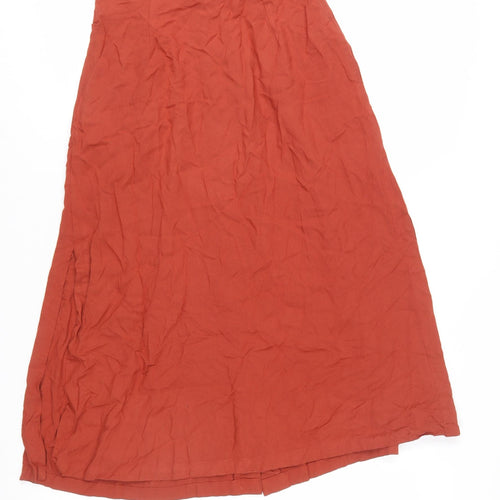 ASOS Women Brown A-Line Midi Skirt Size 4 Button Front Viscose
