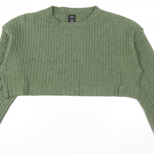 Urban Outfitters Women Green Ribbed Crew Neck Knit Jumper M
