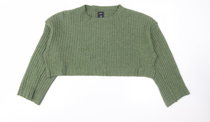 Urban Outfitters Women Green Ribbed Crew Neck Knit Jumper M