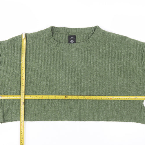 Urban Outfitters Women Green Ribbed Crew Neck Knit Jumper M
