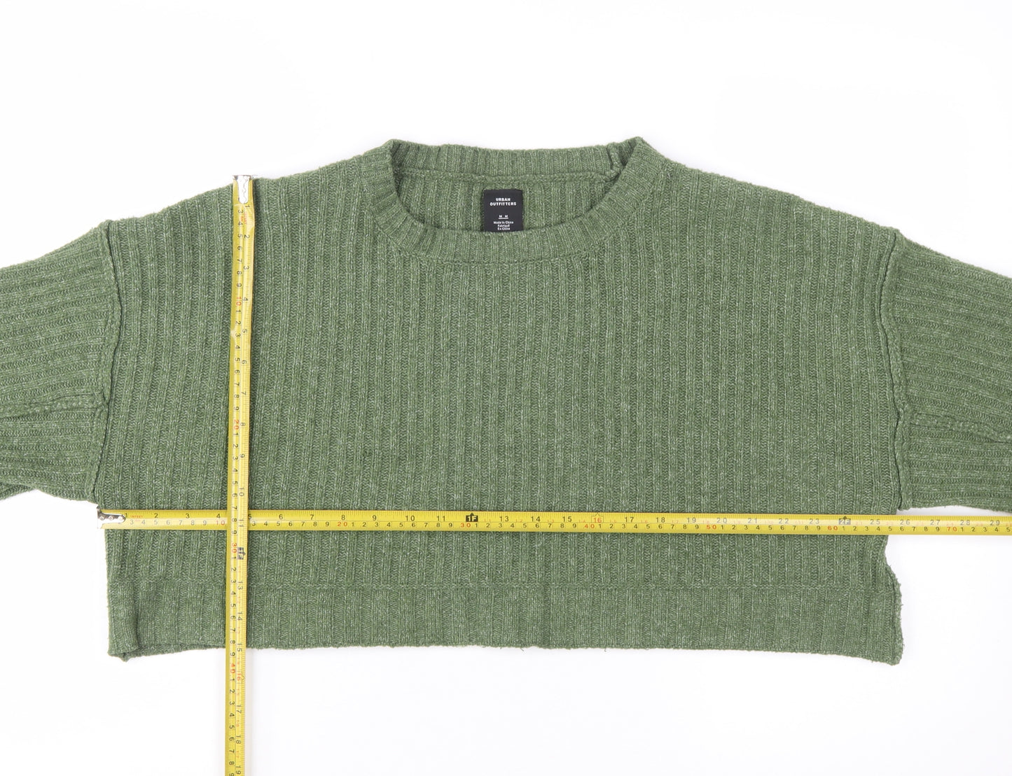 Urban Outfitters Women Green Ribbed Crew Neck Knit Jumper M
