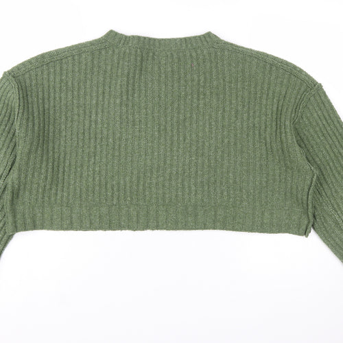 Urban Outfitters Women Green Ribbed Crew Neck Knit Jumper M