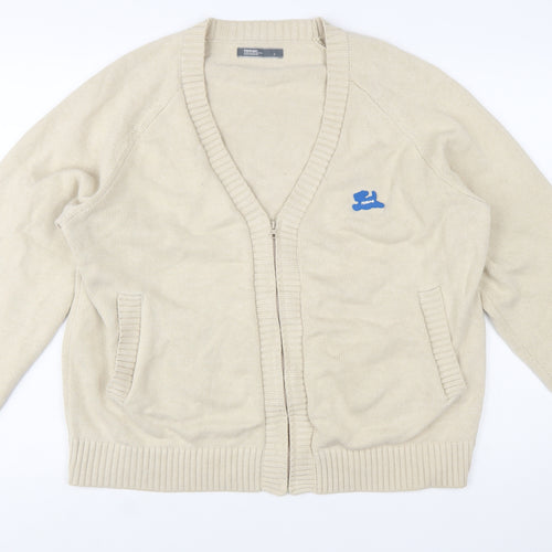 PSO Brand Men's Beige Full Zip Cardigan Jumper Size L