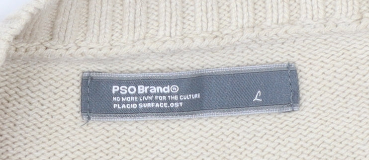 PSO Brand Men's Beige Full Zip Cardigan Jumper Size L