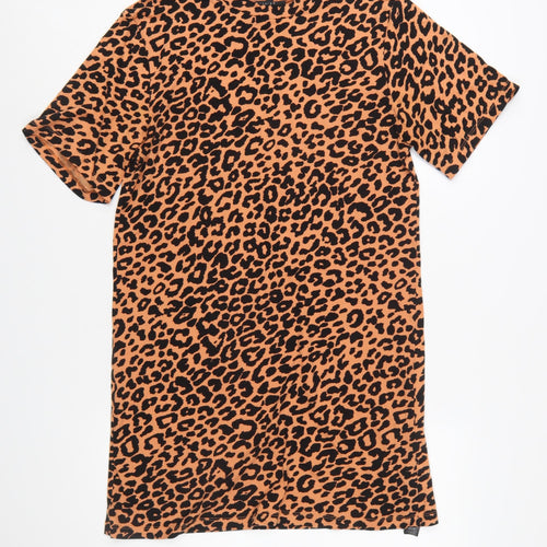 ASOS DESIGN Women's Brown Leopard T-Shirt Dress UK 12