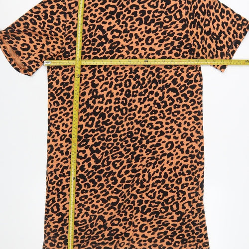 ASOS DESIGN Women's Brown Leopard T-Shirt Dress UK 12