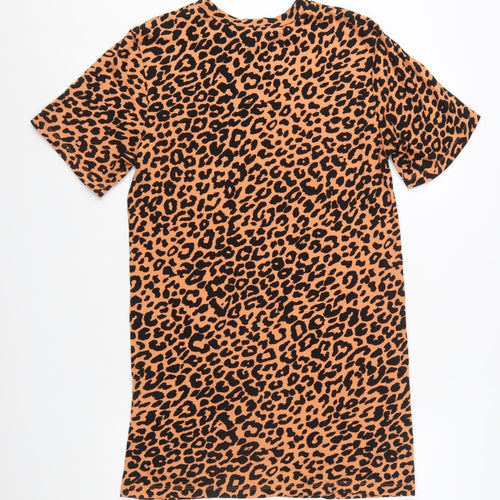 ASOS DESIGN Women's Brown Leopard T-Shirt Dress UK 12