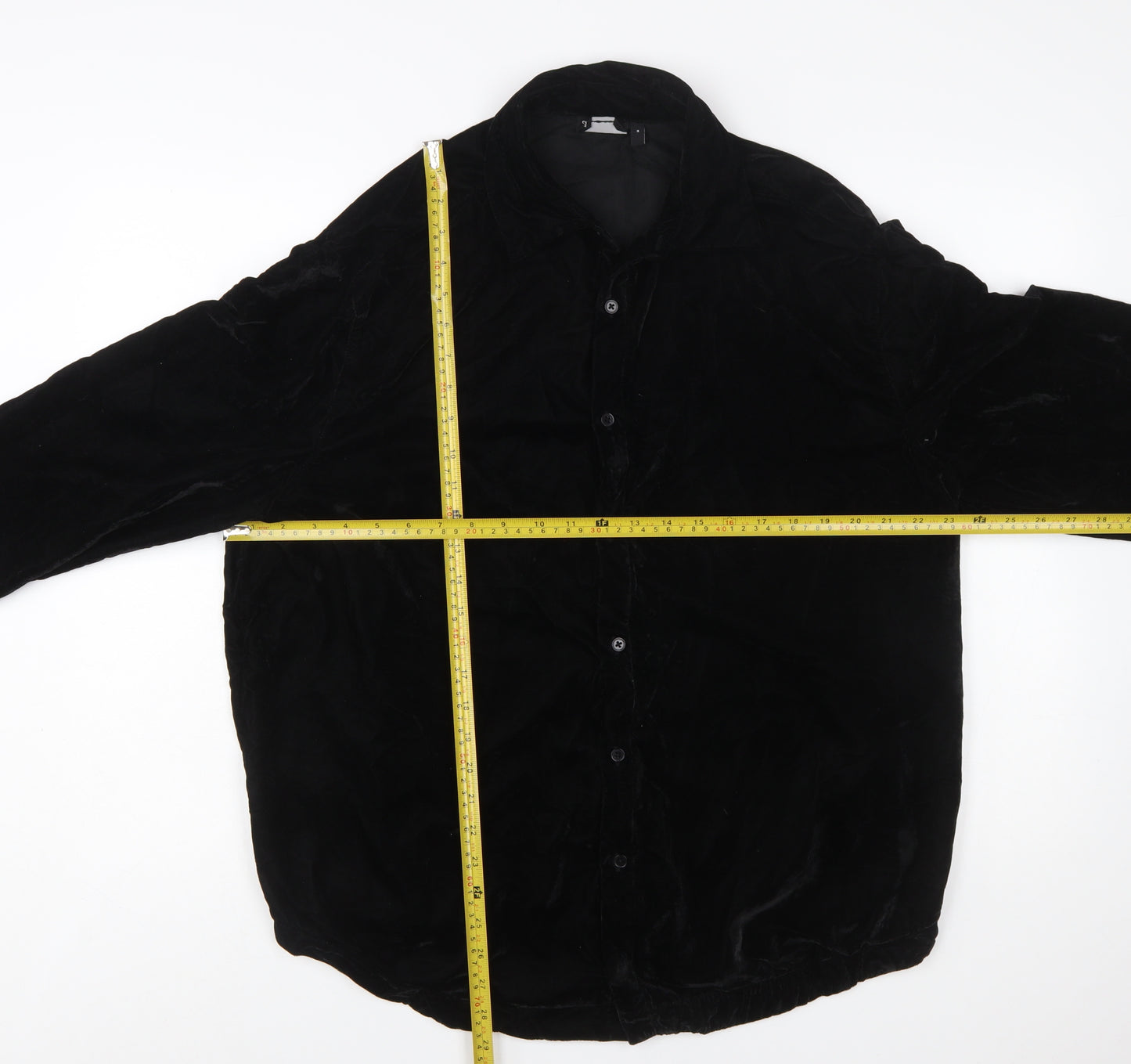 ASOS DESIGN Men's Black Velvet Button-Up Shirt Size M
