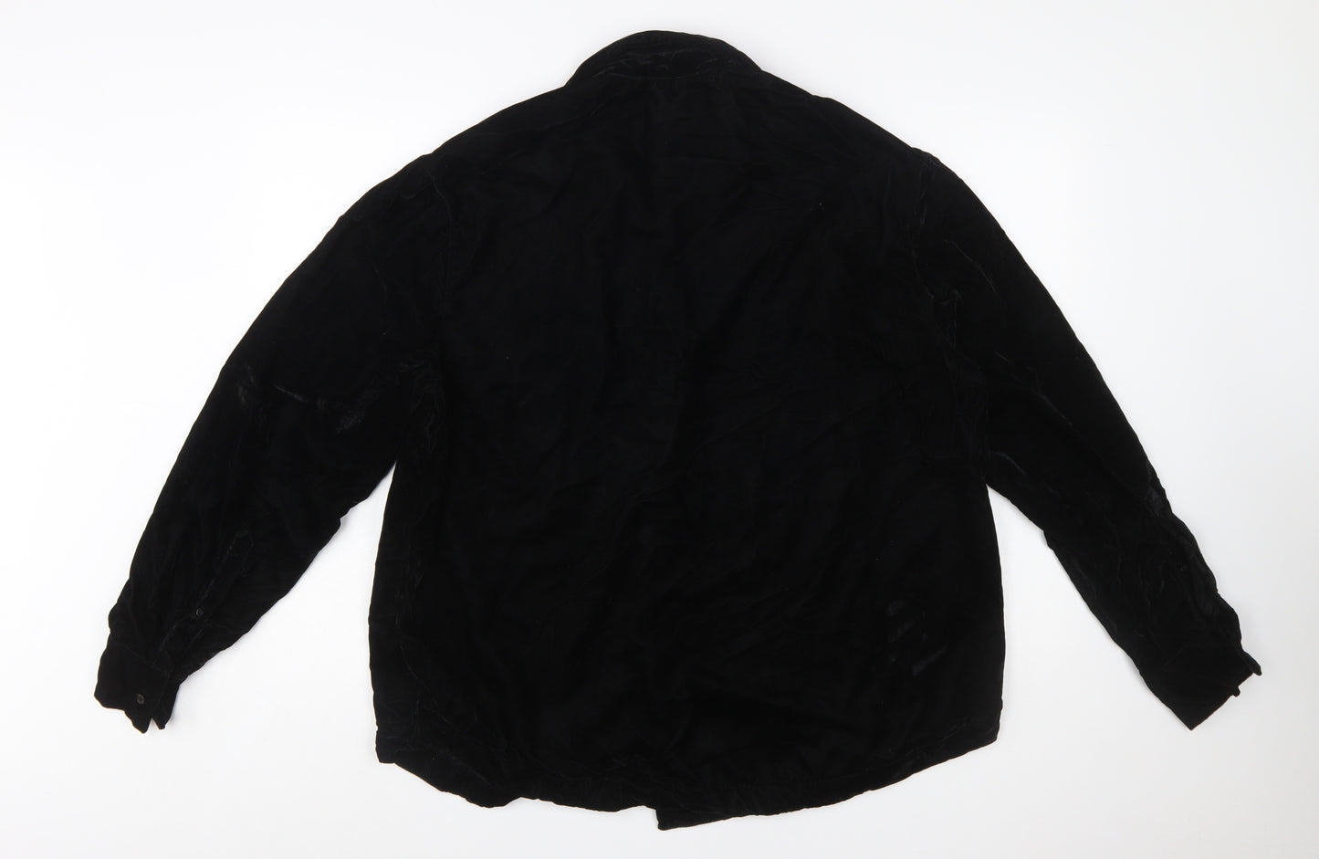 ASOS DESIGN Men's Black Velvet Button-Up Shirt Size M