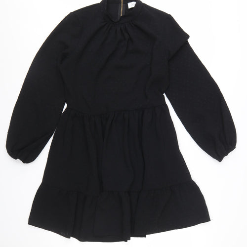 Closet London Women's Black A-Line Long Sleeve High Neck Dress UK 12