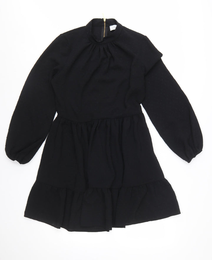 Closet London Women's Black A-Line Long Sleeve High Neck Dress UK 12
