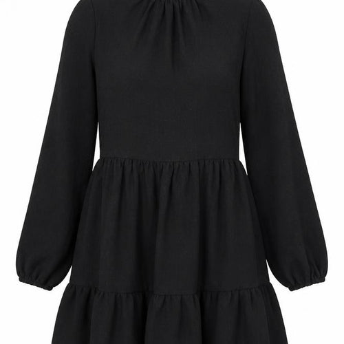 Closet London Women's Black A-Line Long Sleeve High Neck Dress UK 12