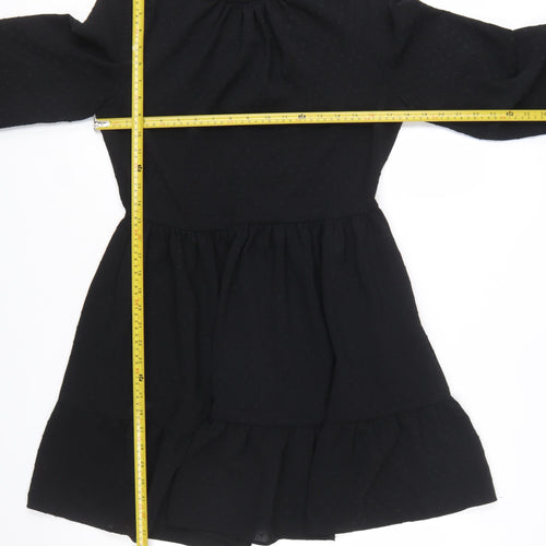Closet London Women's Black A-Line Long Sleeve High Neck Dress UK 12