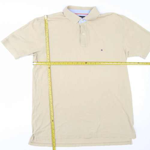Tommy Hilfiger Men's Beige Cotton Polo Shirt XL Classic Fit