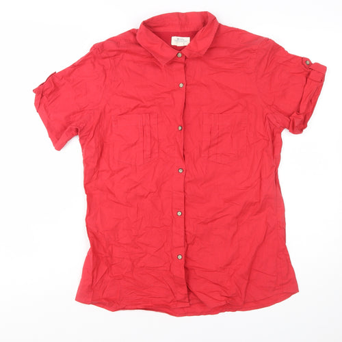 Mountain Warehouse Womens Red Short Sleeve Button-Up Shirt UK 14