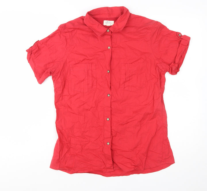 Mountain Warehouse Womens Red Short Sleeve Button-Up Shirt UK 14