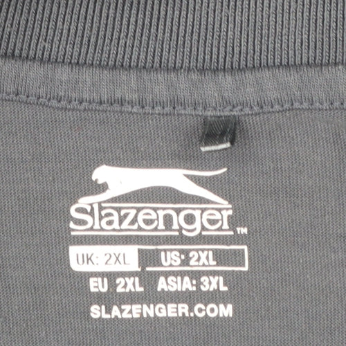 Slazenger Men’s Grey Check 2XL Polo Shirt Quick Dry Sports Top