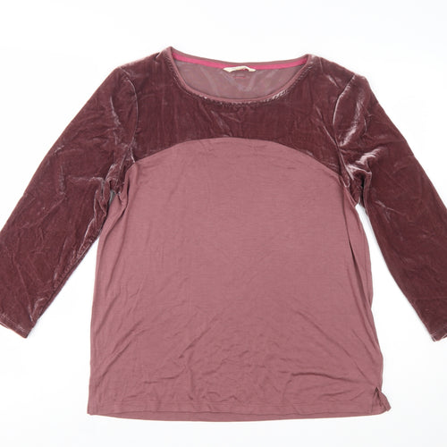 White Stuff Womens Purple Long Sleeve Velvet Panel T-Shirt Size 12