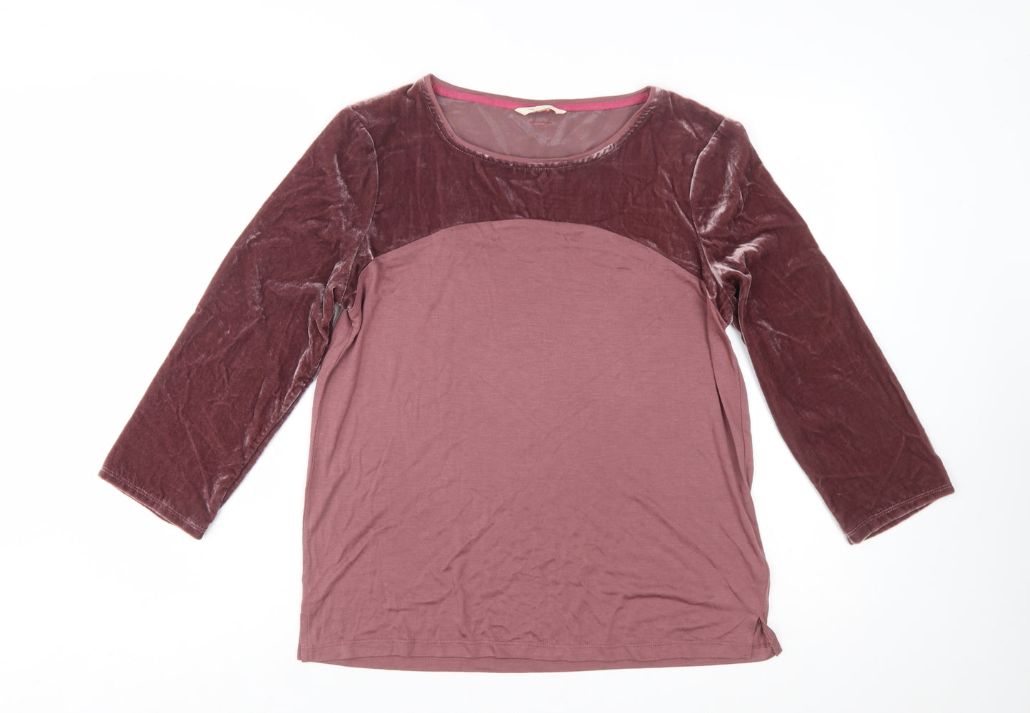 White Stuff Womens Purple Long Sleeve Velvet Panel T-Shirt Size 12