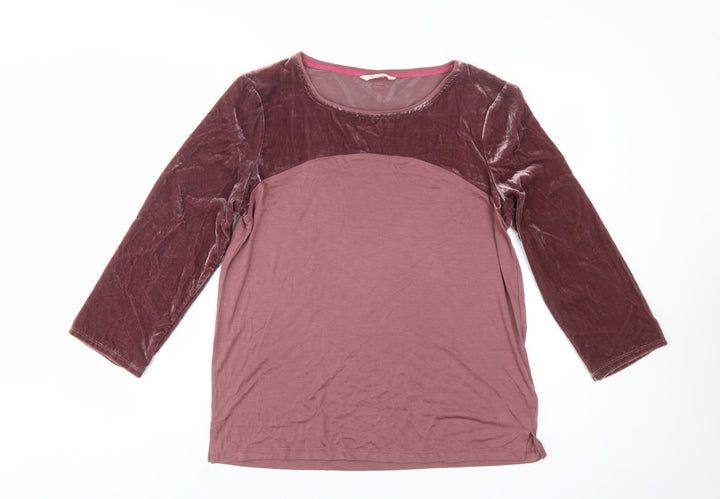 White Stuff Womens Purple Long Sleeve Velvet Panel T-Shirt Size 12