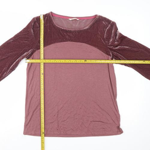 White Stuff Womens Purple Long Sleeve Velvet Panel T-Shirt Size 12