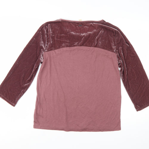 White Stuff Womens Purple Long Sleeve Velvet Panel T-Shirt Size 12