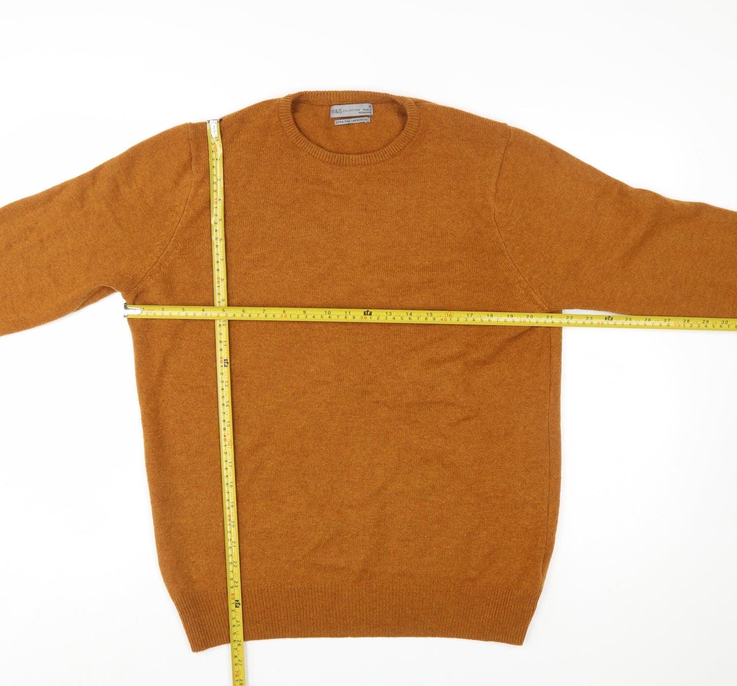 Marks and Spencer Men's Brown Wool Crew Neck Jumper M