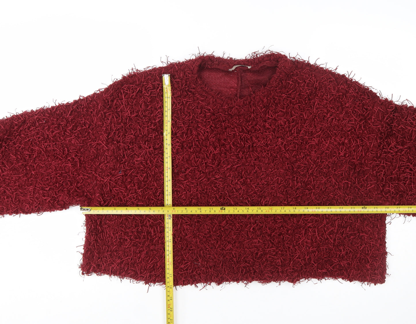 Zara Women Red Chunky Knit Pullover Jumper Size 10 Relaxed Fit