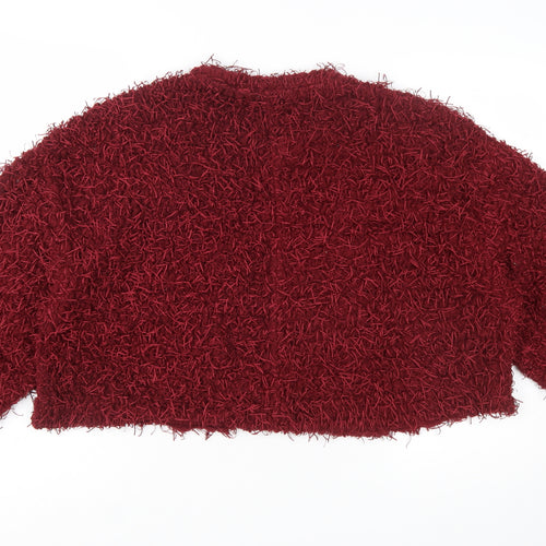 Zara Women Red Chunky Knit Pullover Jumper Size 10 Relaxed Fit