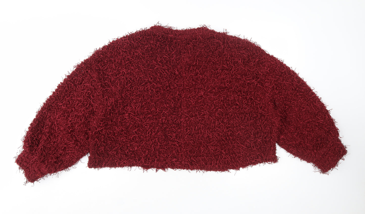 Zara Women Red Chunky Knit Pullover Jumper Size 10 Relaxed Fit