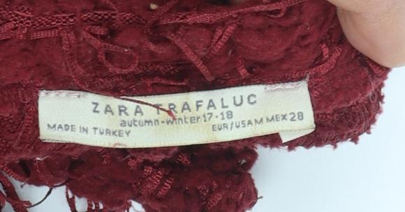 Zara Women Red Chunky Knit Pullover Jumper Size 10 Relaxed Fit