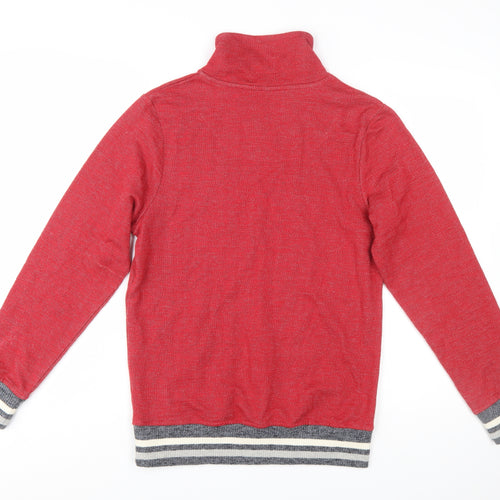 Bruzer Men’s Red 1/4 Zip Cotton Jumper M High Neck Casual Pullover