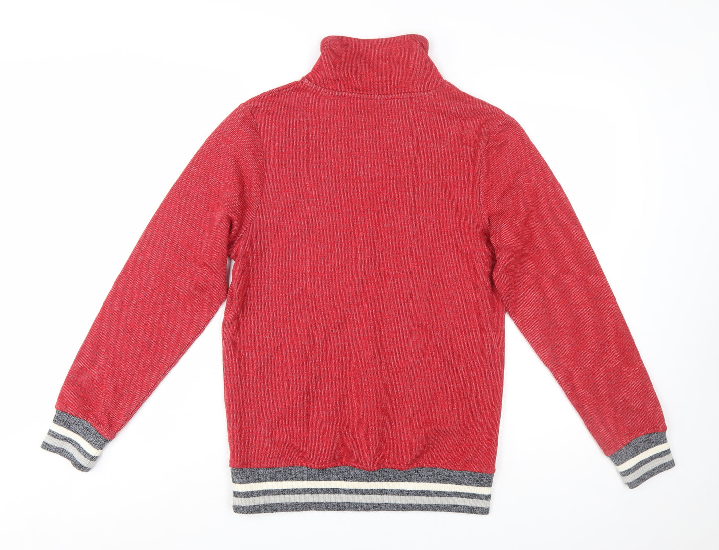 Bruzer Men’s Red 1/4 Zip Cotton Jumper M High Neck Casual Pullover