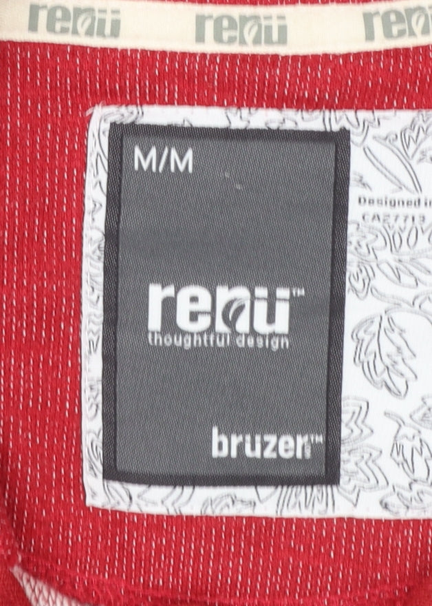 Bruzer Men’s Red 1/4 Zip Cotton Jumper M High Neck Casual Pullover
