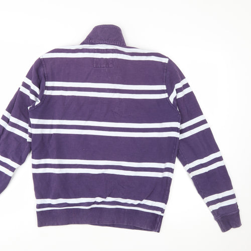 Crew Clothing Men's Purple Striped 1/2 Zip Cotton Sweatshirt Size S