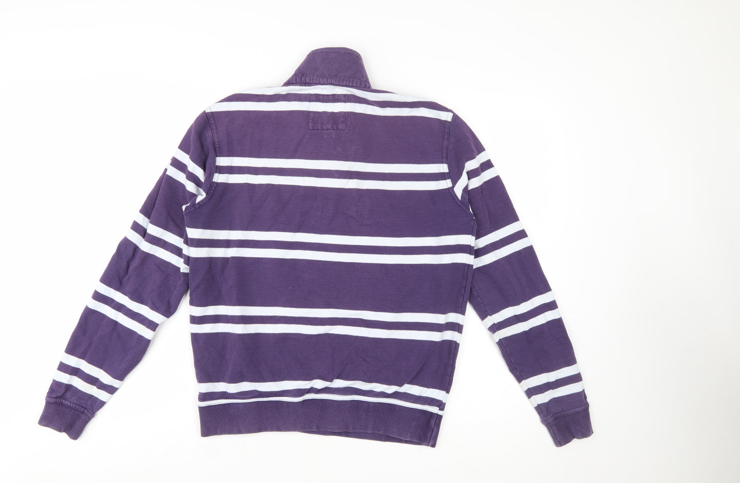 Crew Clothing Men's Purple Striped 1/2 Zip Cotton Sweatshirt Size S