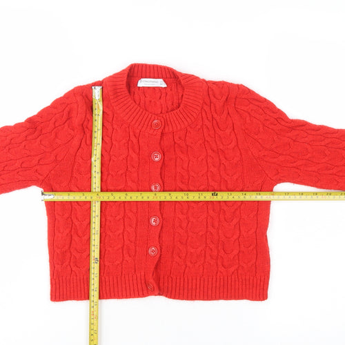 Stradivarius Women Red Cable-Knit Cardigan Jumper S
