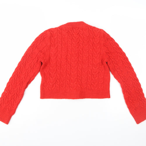 Stradivarius Women Red Cable-Knit Cardigan Jumper S