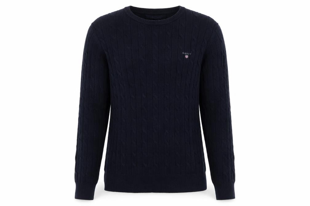 Front view of GANT Women's Black Cable-Knit Stretch Cotton Jumper, size S