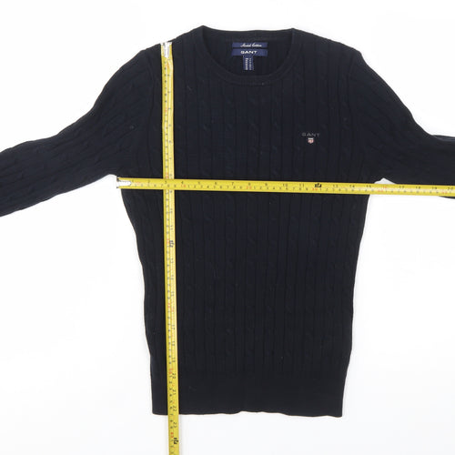 GANT Women's Black Cable-Knit Stretch Cotton Jumper Size S