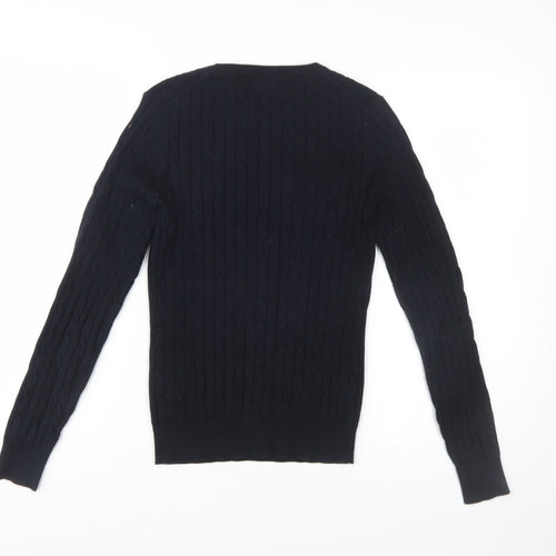 GANT Women's Black Cable-Knit Stretch Cotton Jumper Size S