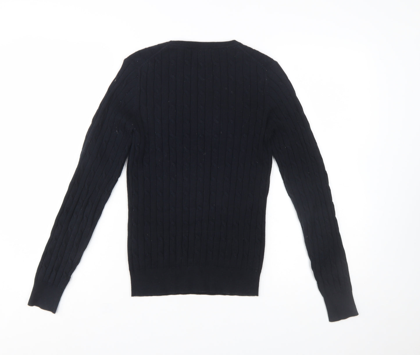 GANT Women's Black Cable-Knit Stretch Cotton Jumper Size S